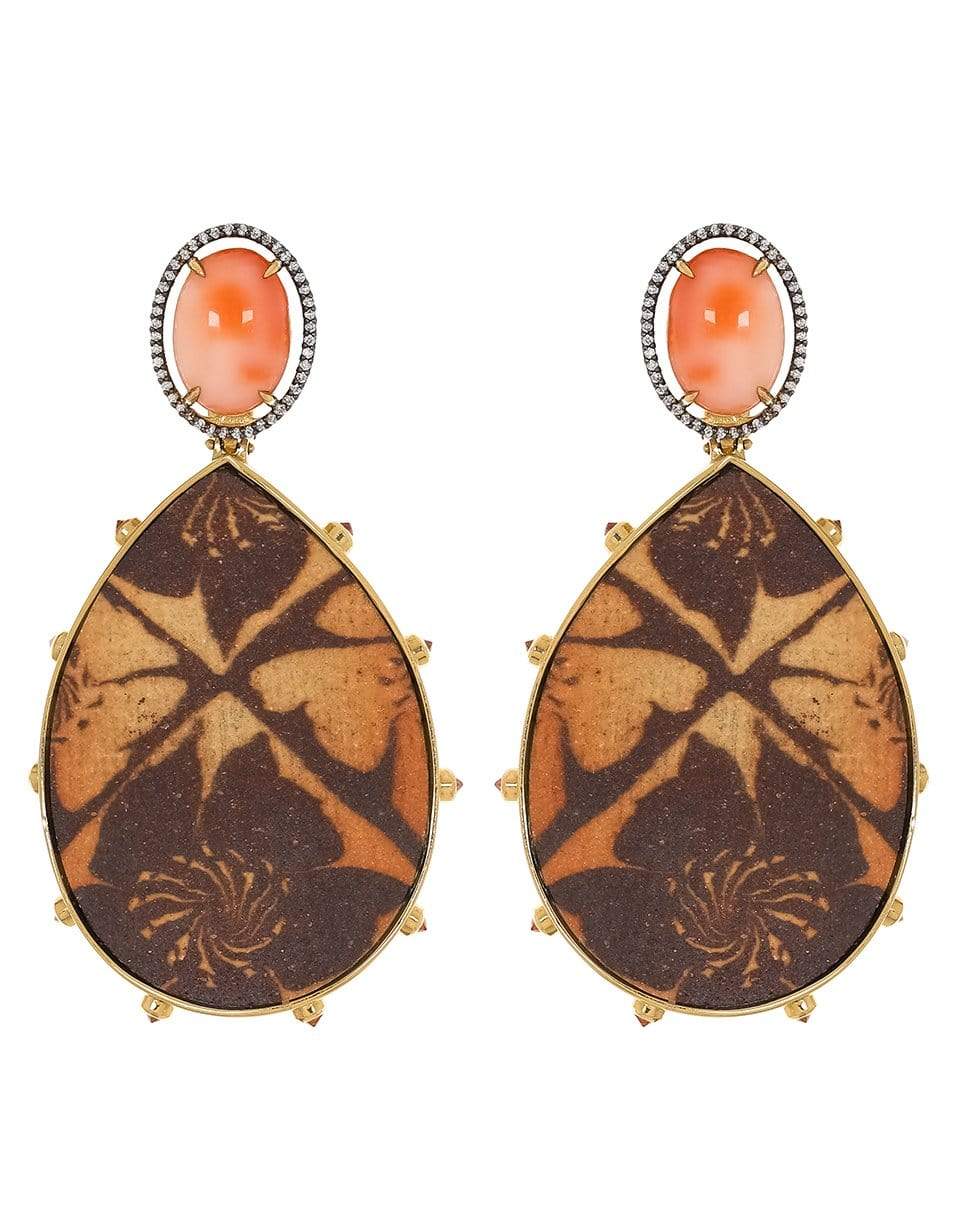 SILVIA FURMANOVICH-Angelskin Coral and Orange Sapphire Earrings-YELLOW GOLD