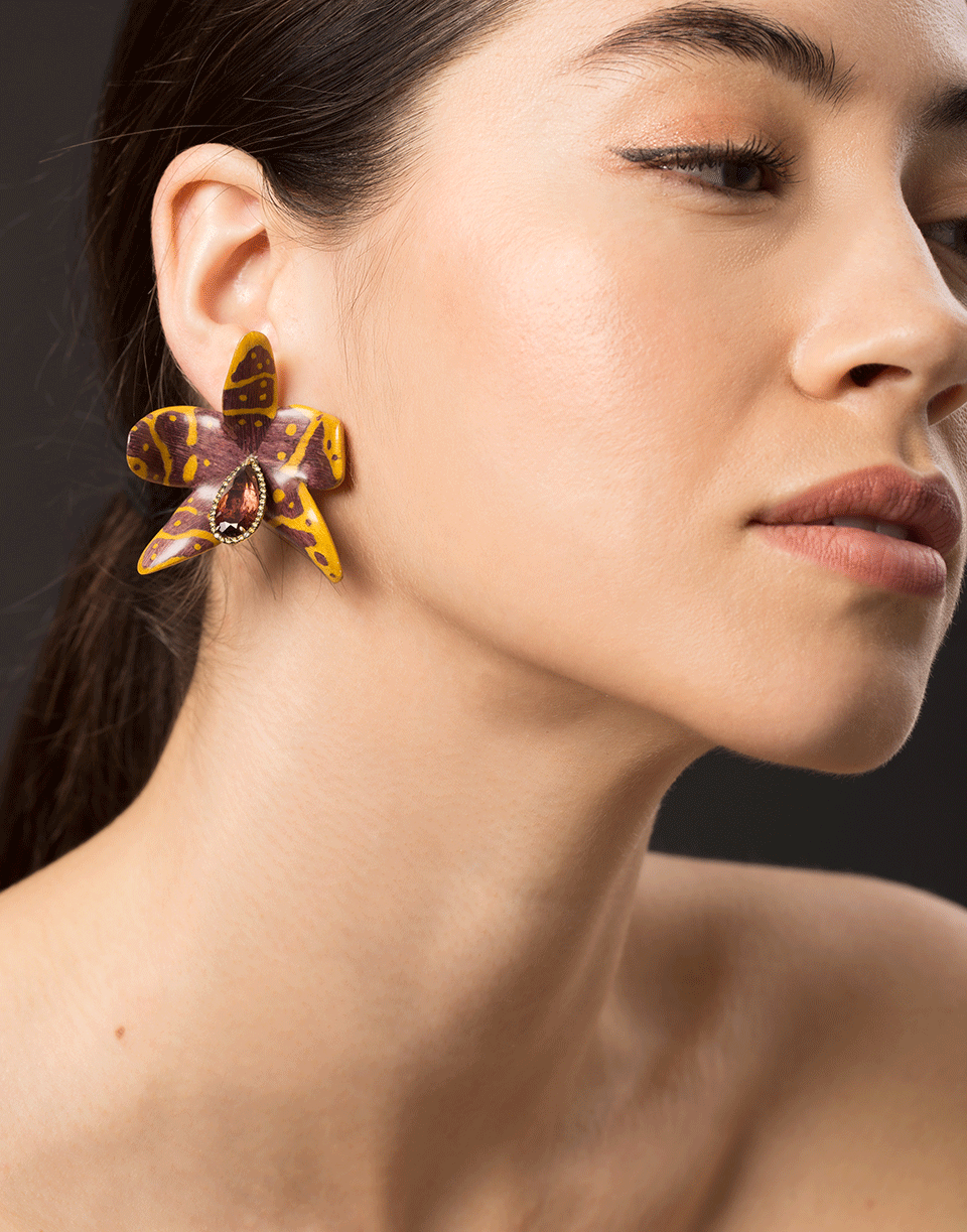 SILVIA FURMANOVICH-Botanical Orchid Earrings-YELLOW GOLD