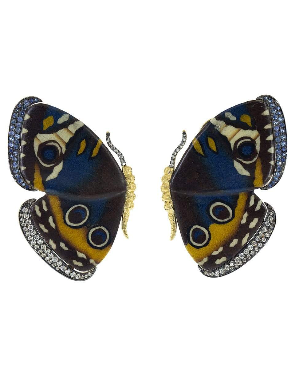 SILVIA FURMANOVICH-Marquetry Butterfly Earrings-YELLOW GOLD