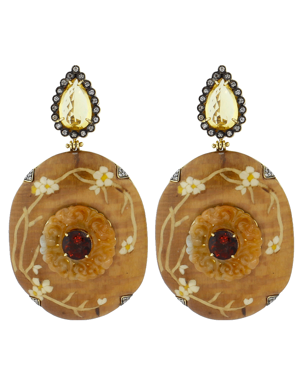 SILVIA FURMANOVICH-Marquetry Floral Earrings-YELLOW GOLD