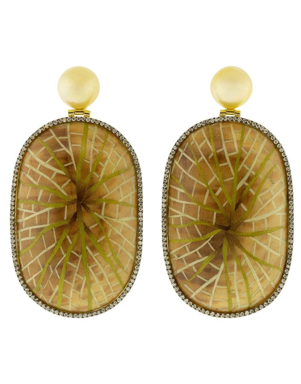 SILVIA FURMANOVICH-Marquetry Water Lily Earrings-YELLOW GOLD