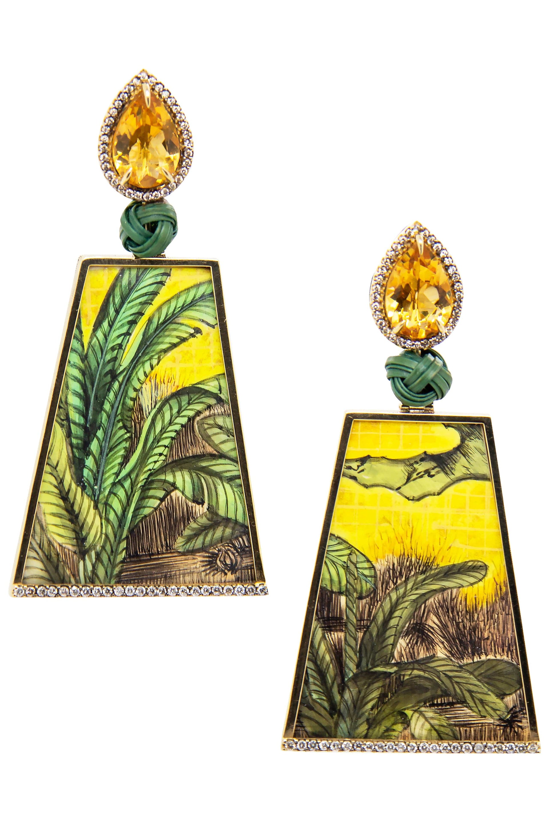 SILVIA FURMANOVICH-Miniature Painting Earrings-YELLOW GOLD