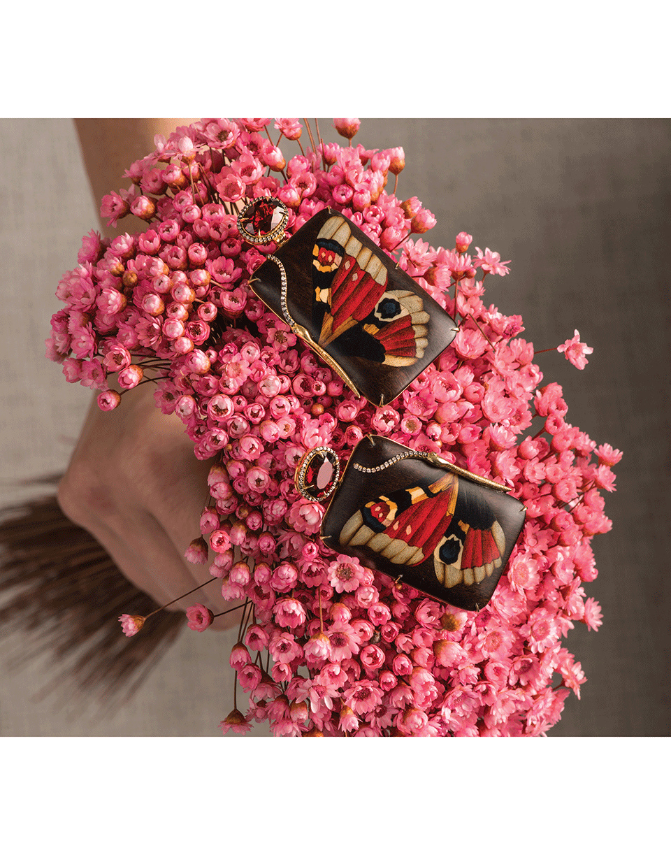 SILVIA FURMANOVICH-Red Garnet Butterfly Earrings-YELLOW GOLD