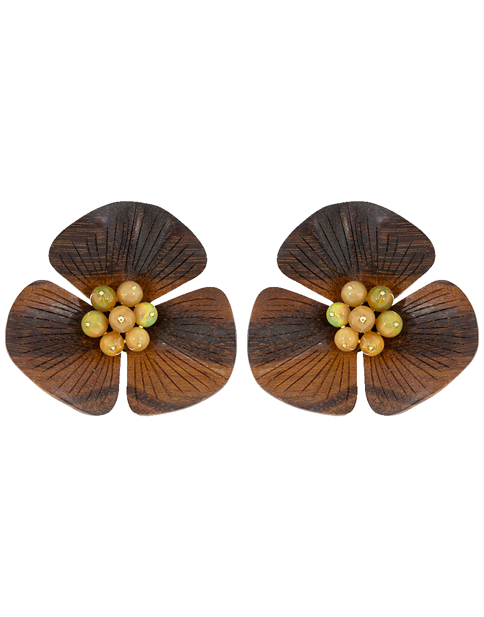 Sculptural Botanical Carved Wood Flower Earrings JEWELRYFINE JEWELEARRING SILVIA FURMANOVICH   