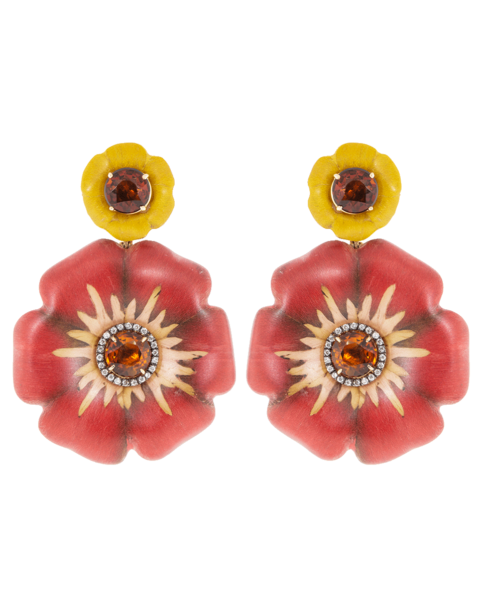 SILVIA FURMANOVICH-Sculptural Botanical Marquetry Flower Earrings-YELLOW GOLD