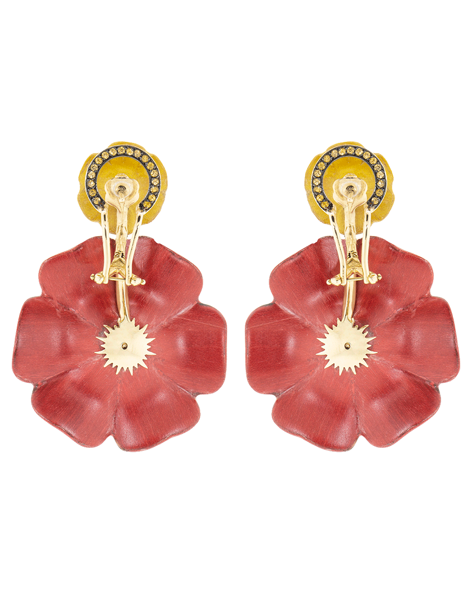 SILVIA FURMANOVICH-Sculptural Botanical Marquetry Flower Earrings-YELLOW GOLD