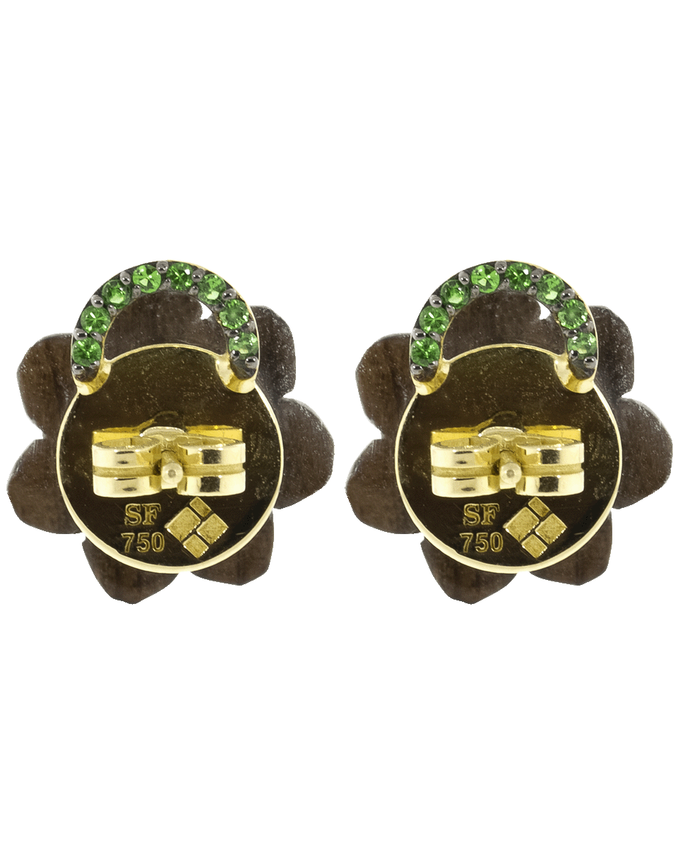 SILVIA FURMANOVICH-Sculptural Botanical Marquetry Flower Stud Earrings-YELLOW GOLD