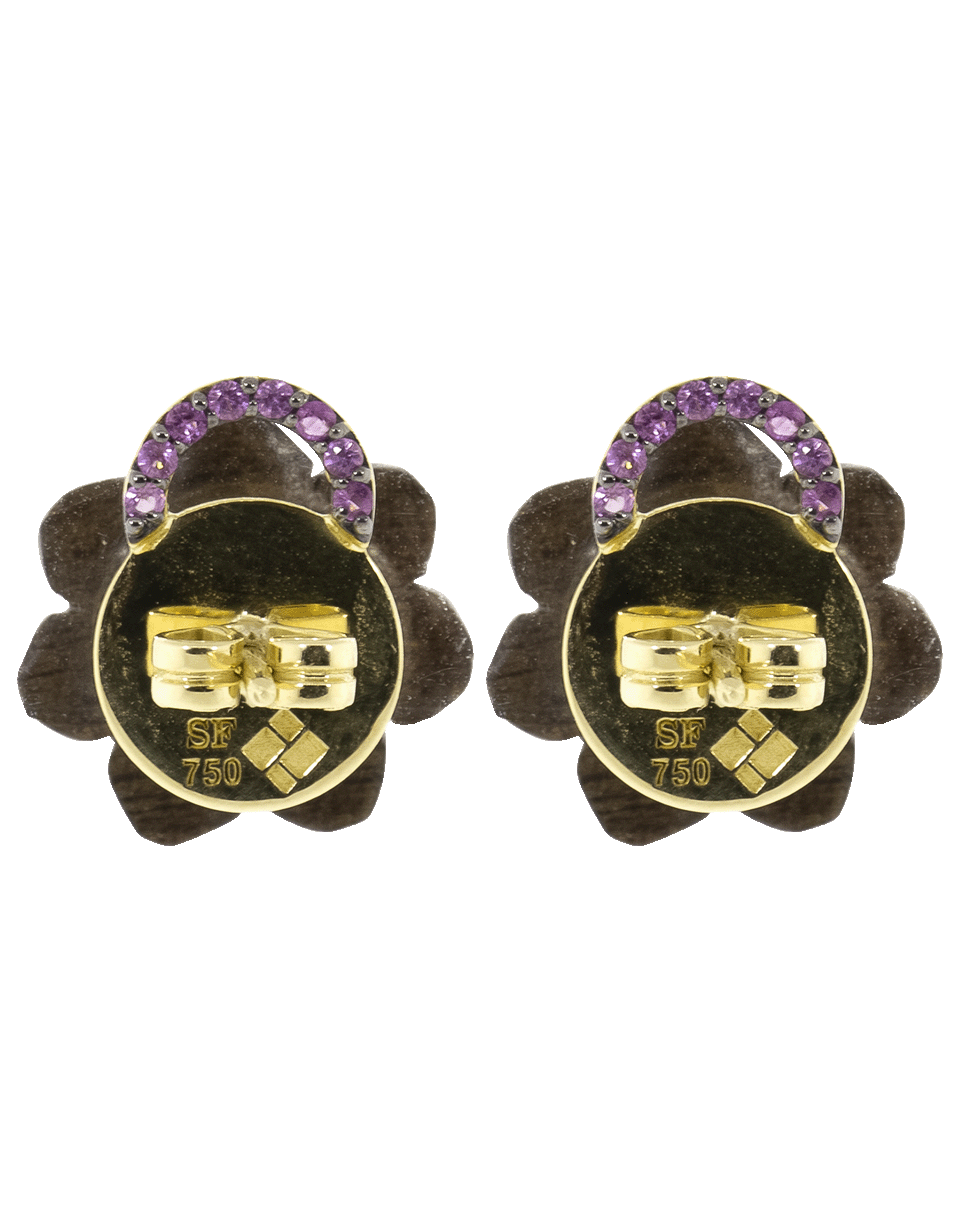 SILVIA FURMANOVICH-Sculptural Botanical Marquetry Flower Stud Earrings-YELLOW GOLD