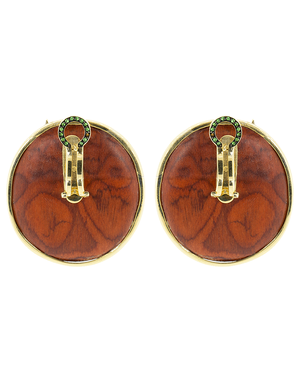SILVIA FURMANOVICH-Sculptural Botanical Marquetry Lily Pad Clip Earrings-YELLOW GOLD