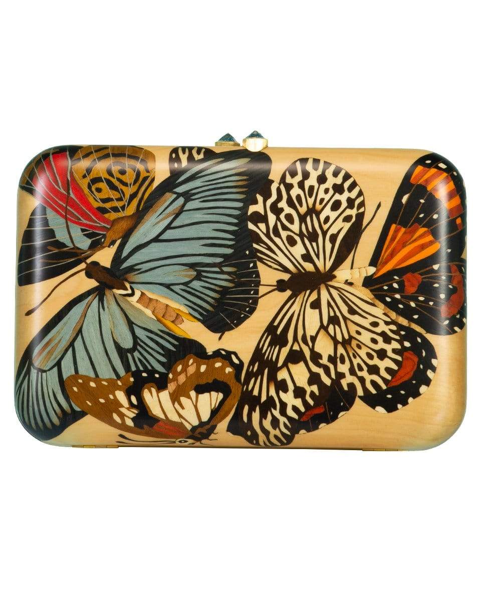 SILVIA FURMANOVICH-Blue Topaz and Marquetry Butterfly Clutch-YELLOW GOLD