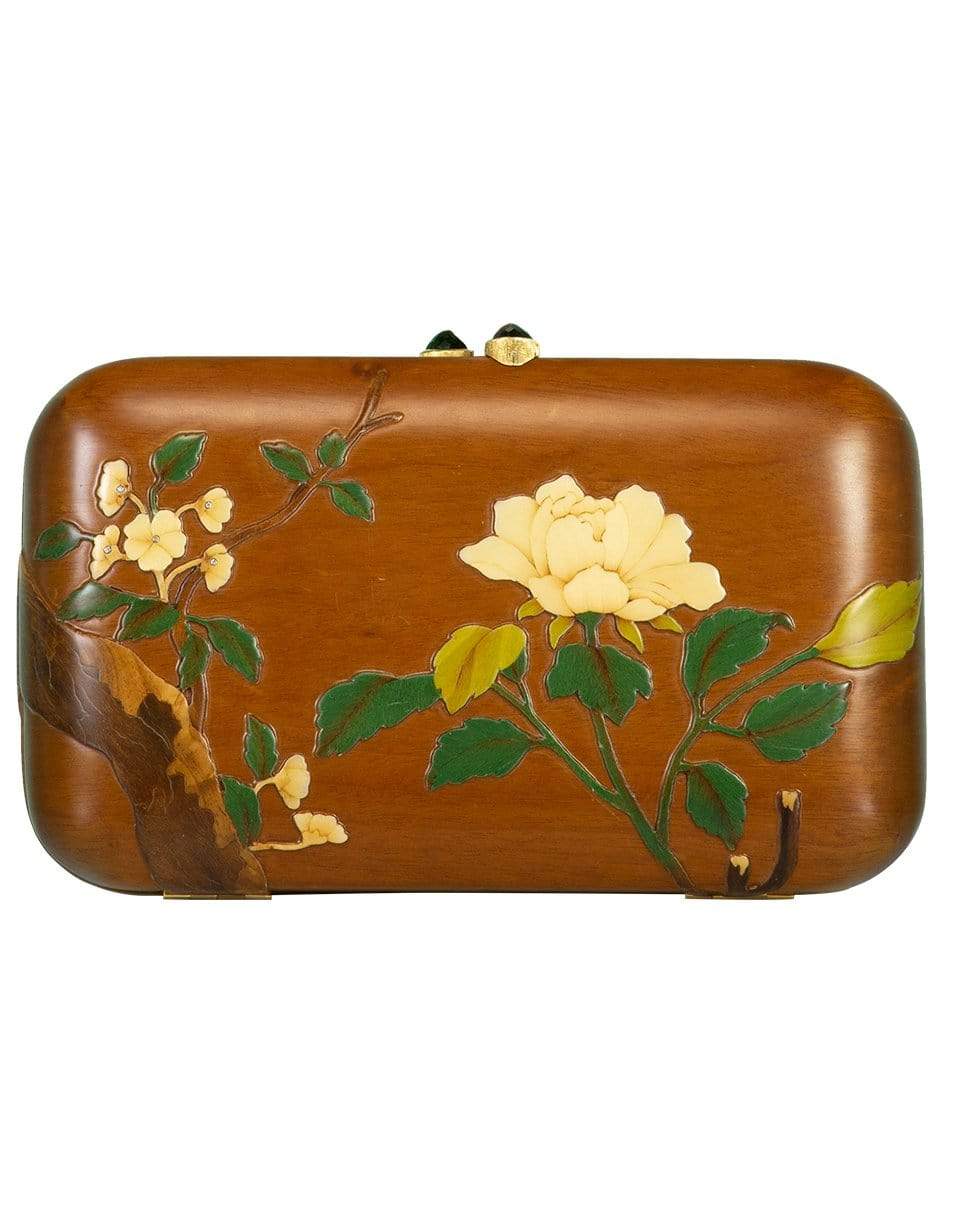 SILVIA FURMANOVICH-Green Tourmaline and Marquetry Flower Clutch-YELLOW GOLD