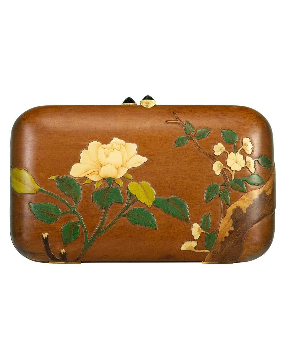 SILVIA FURMANOVICH-Green Tourmaline and Marquetry Flower Clutch-YELLOW GOLD