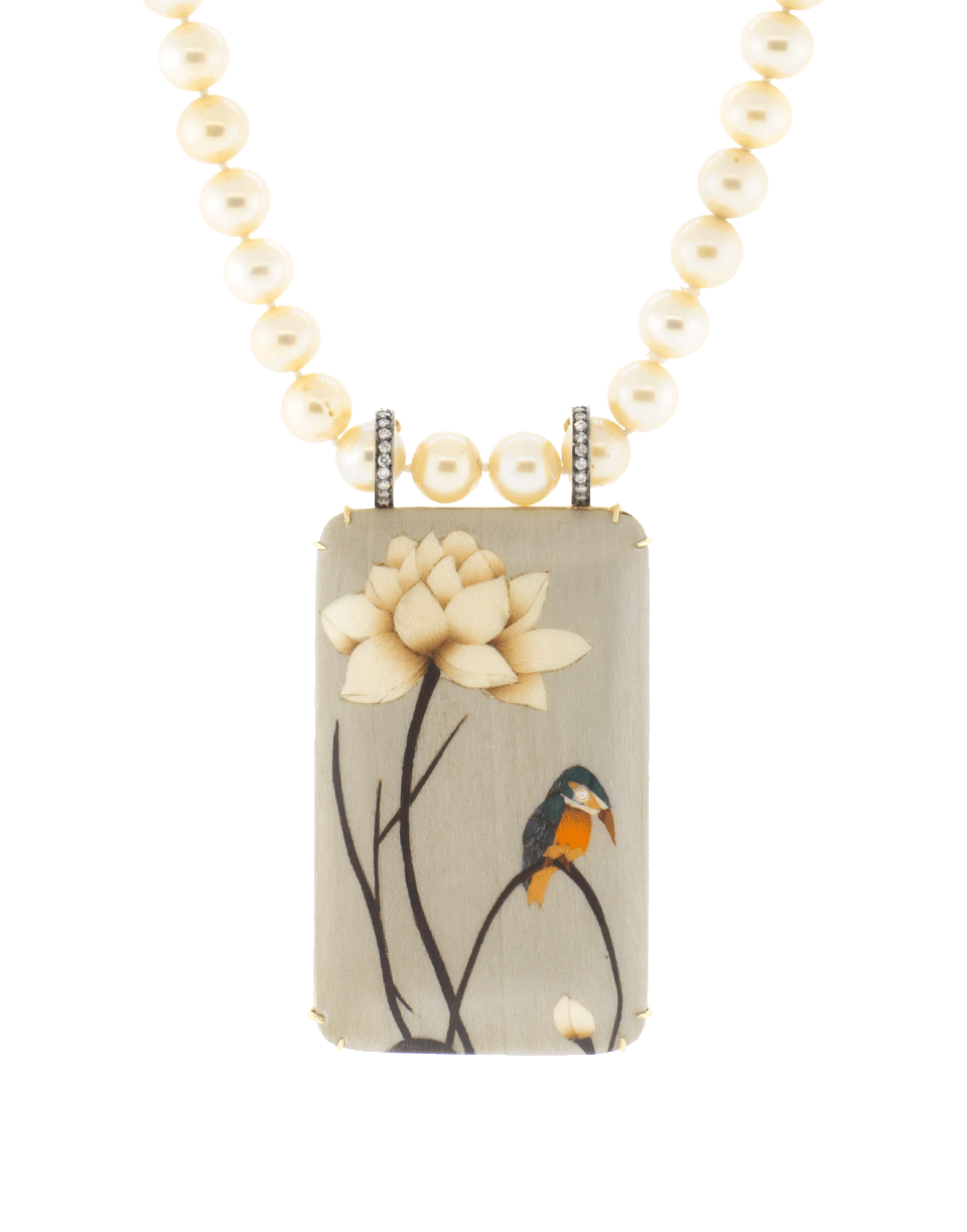 SILVIA FURMANOVICH-Marquetry Bird Golden Pearl And Diamond Necklace-YELLOW GOLD
