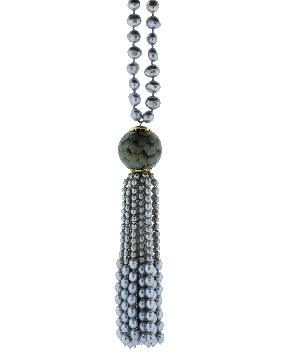 Marquetry Grey Pearl Tassel Necklace JEWELRYFINE JEWELNECKLACE O SILVIA FURMANOVICH   