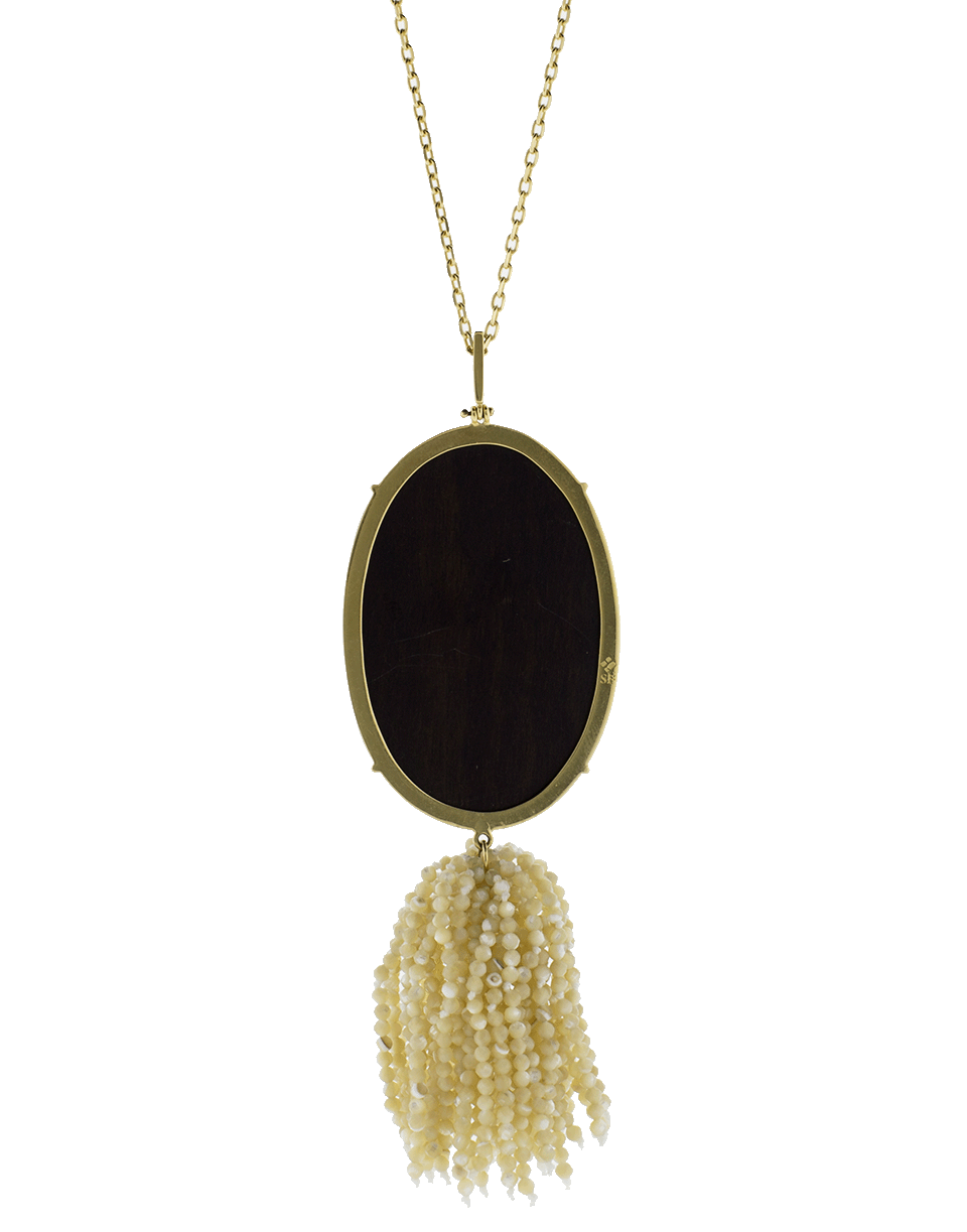 SILVIA FURMANOVICH-Marquetry Pearl Tassel Lily Necklace-YELLOW GOLD
