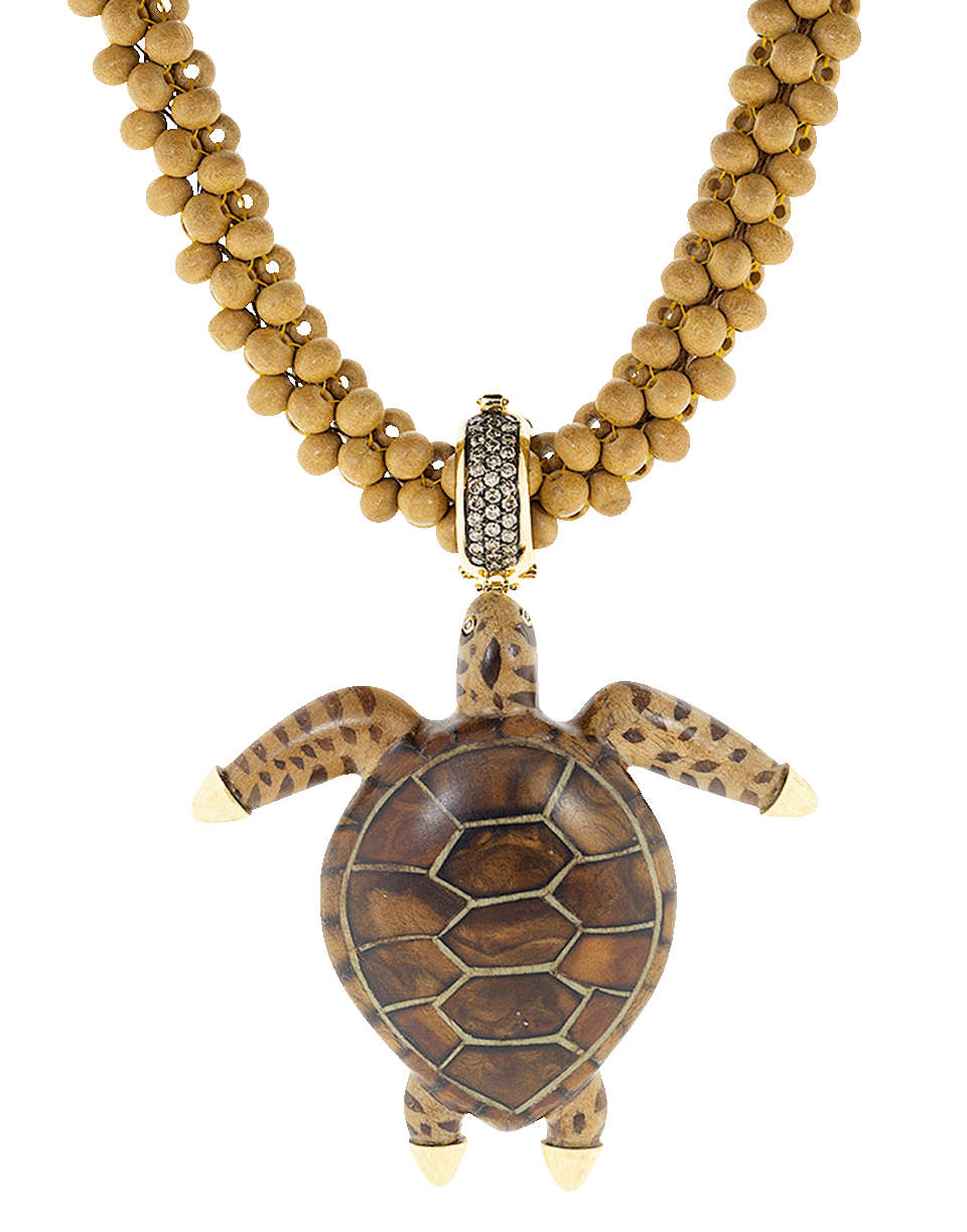 SILVIA FURMANOVICH-Sculptural Botanical Marquetry Turtle Necklace-YELLOW GOLD