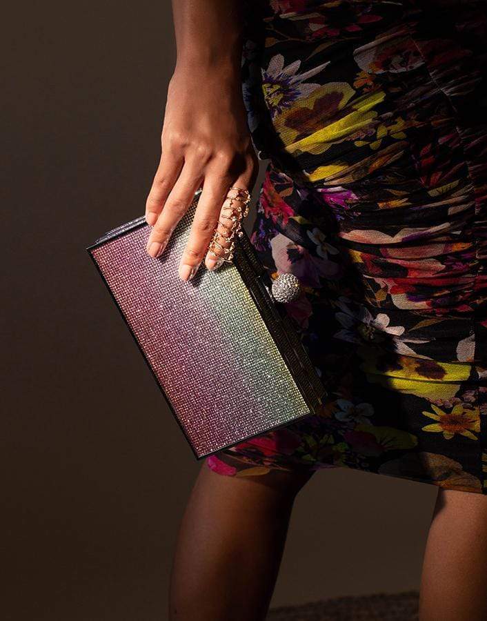 SOPHIA WEBSTER-Clara Rainbow Crystal Box Clutch-RAINBOW