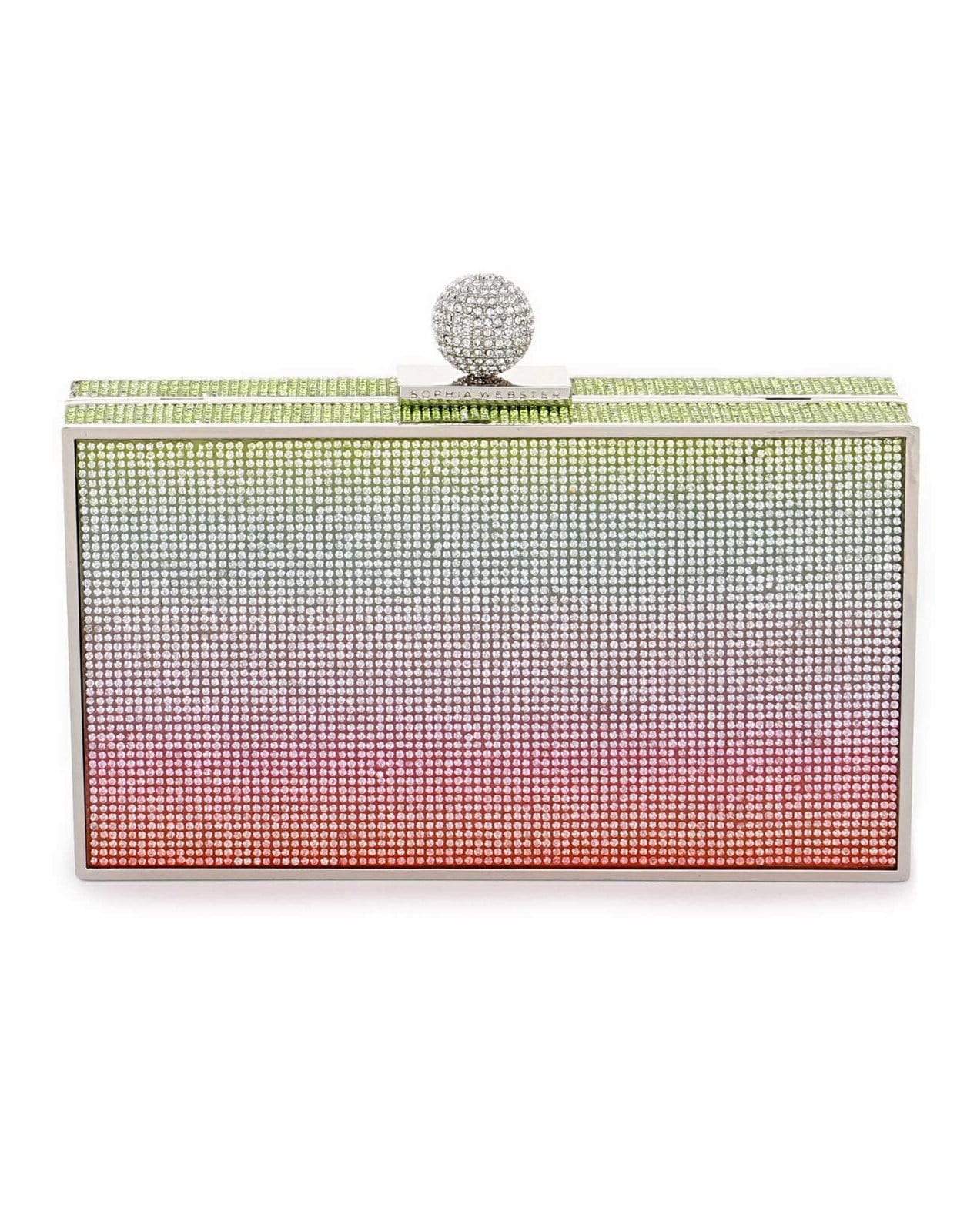 SOPHIA WEBSTER-Clara Rainbow Crystal Box Clutch-RAINBOW