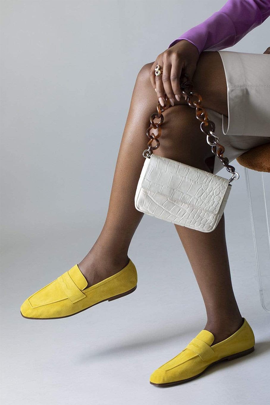 Yellow Essenziale Suede Leather Flat SHOEFLAT SHOE SOPHIQUE   