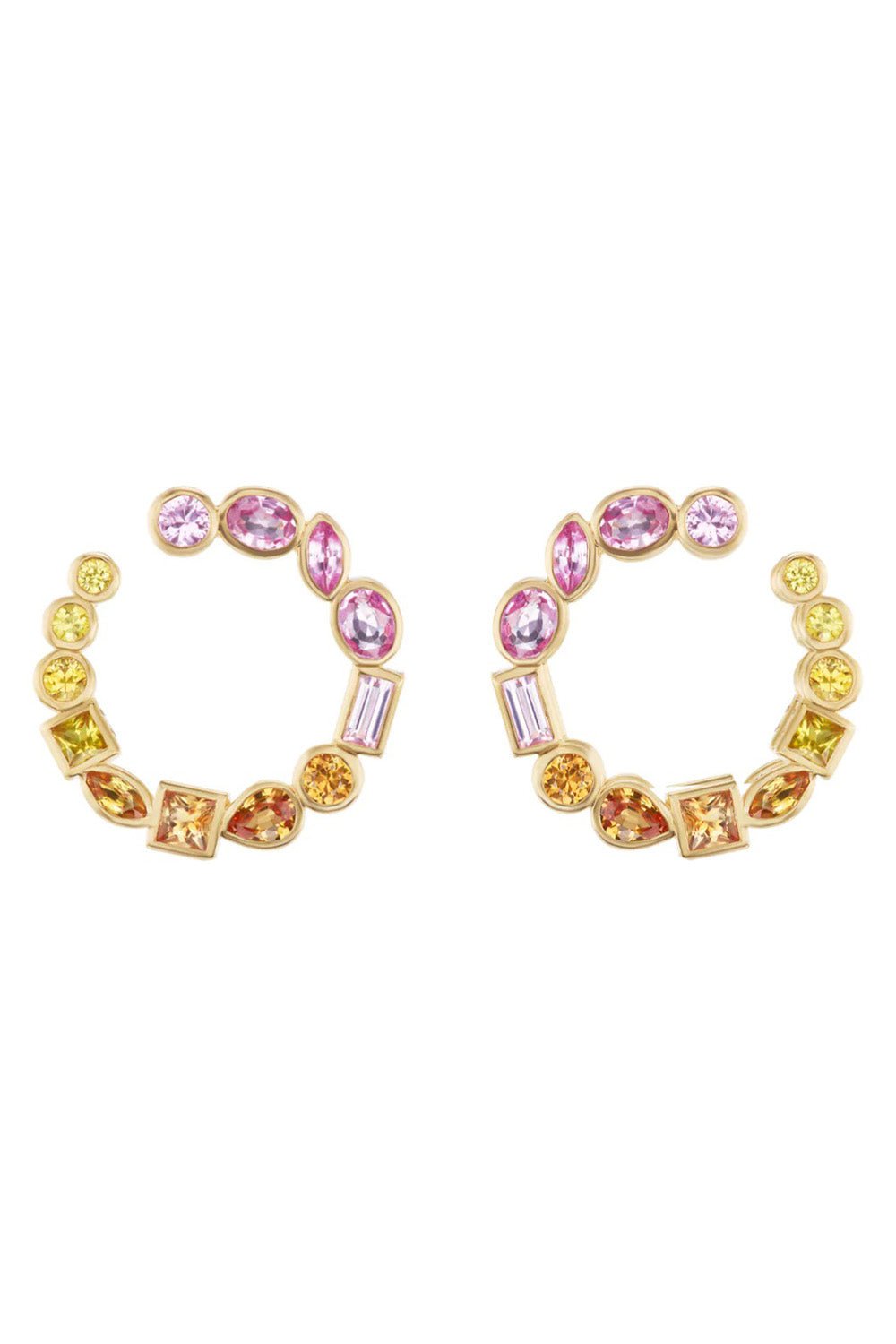 SORELLINA-Bezel Crescent Earrings-YELLOW GOLD