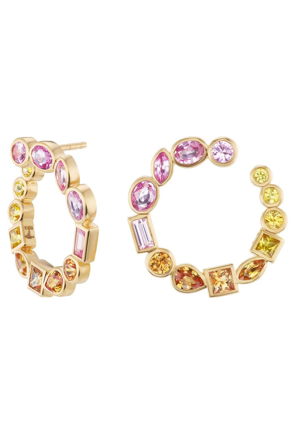 SORELLINA-Bezel Crescent Earrings-YELLOW GOLD