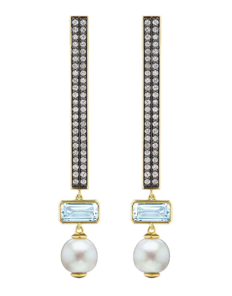 Aquamarine, Pearl and Diamond Stick Earrings JEWELRYFINE JEWELEARRING SORELLINA   
