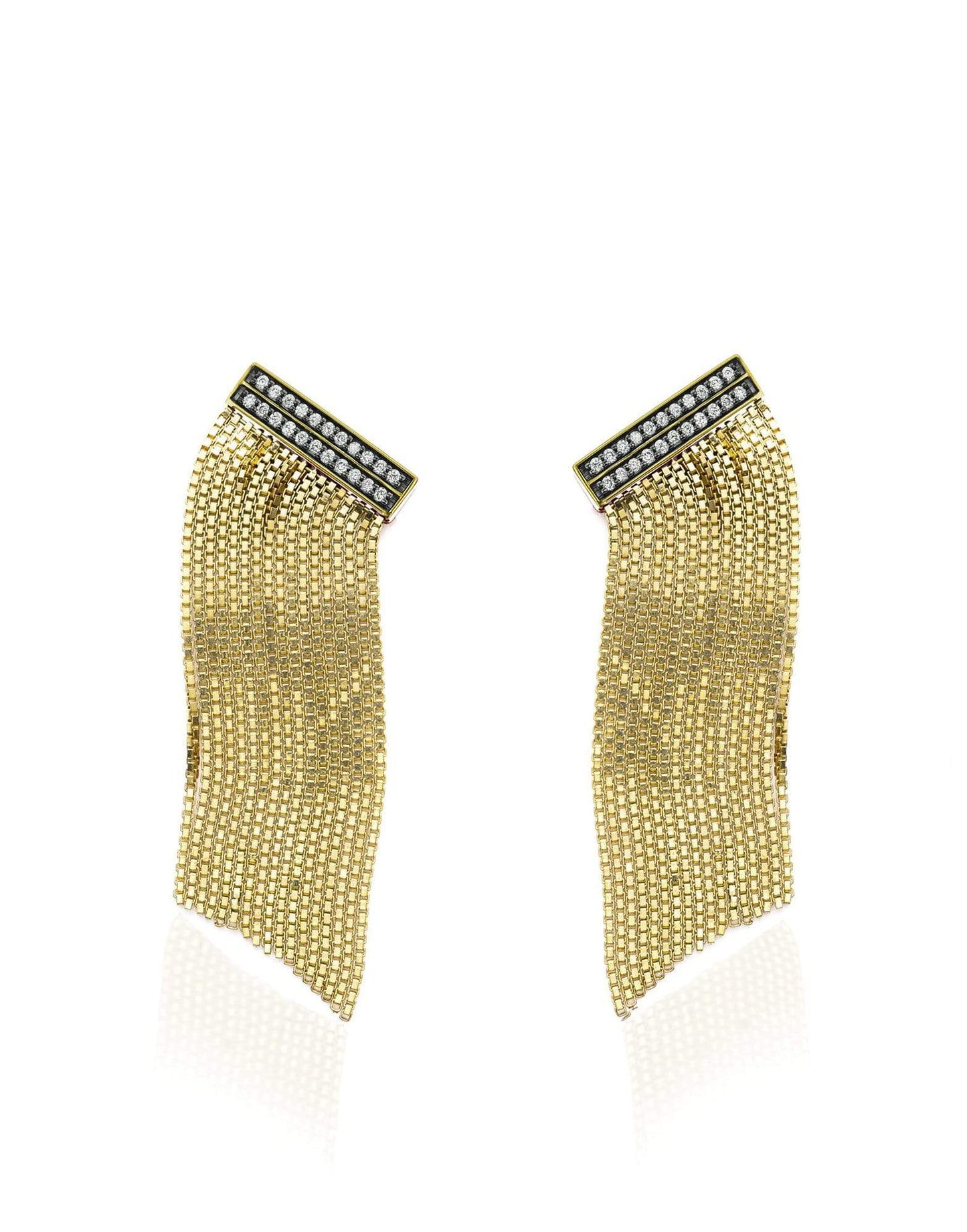 SORELLINA-Axl Fringe Bar Earrings-YELLOW GOLD