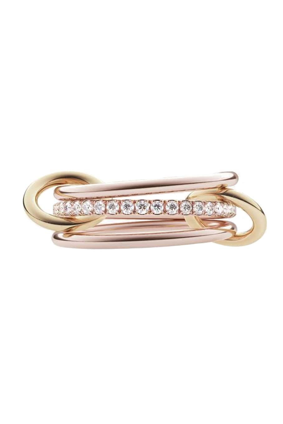 SPINELLI KILCOLLIN-Sonny Gold and Diamond 3 Link Rings-ROSE GOLD