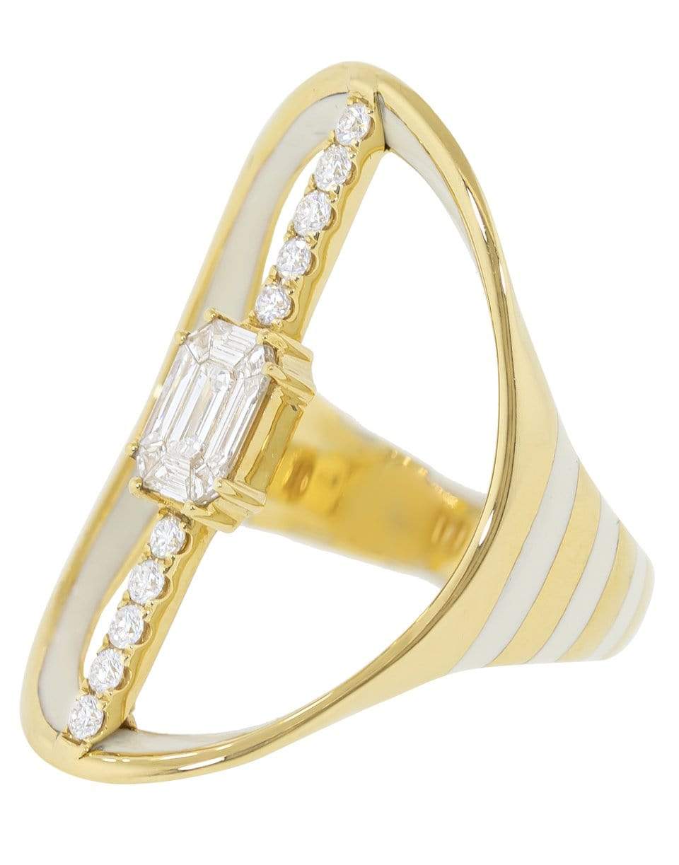 STATE PROPERTY-Bering White Enamel and Diamond Ring-YELLOW GOLD