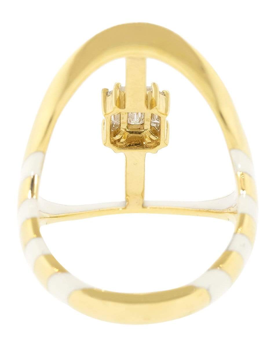STATE PROPERTY-Bering White Enamel and Diamond Ring-YELLOW GOLD