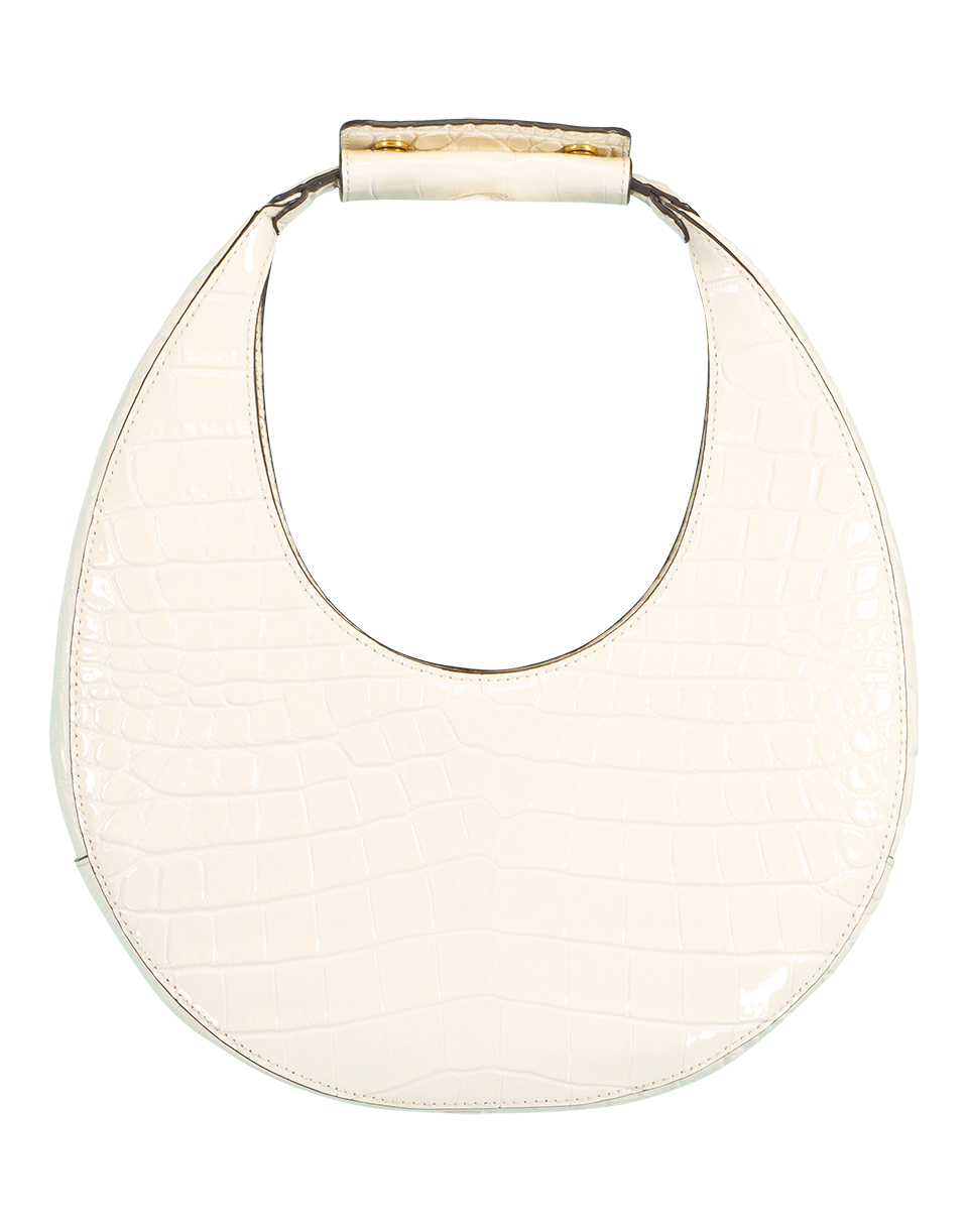 STAUD-Patent Croco Moon Bag-CREAM