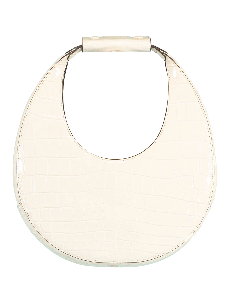 STAUD-Patent Croco Moon Bag-CREAM