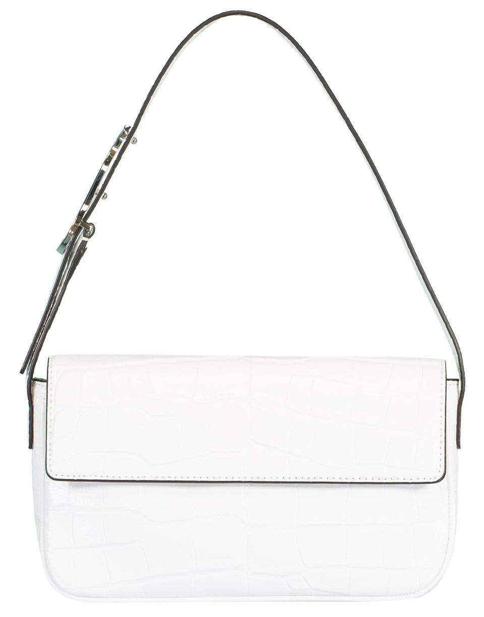 STAUD-Fresh White Croc Embossed Tommy Leather Bag-WHITE
