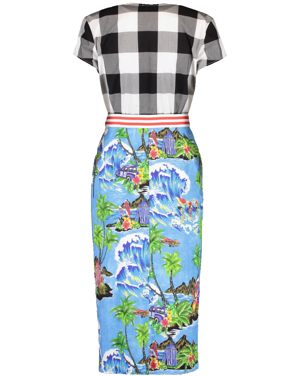 STELLA JEAN-Tropical Print Checked Top Dress-