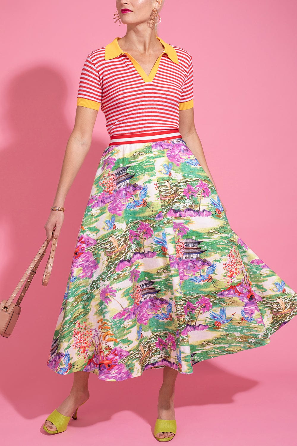 STELLA JEAN-Printed Midi Skirt-