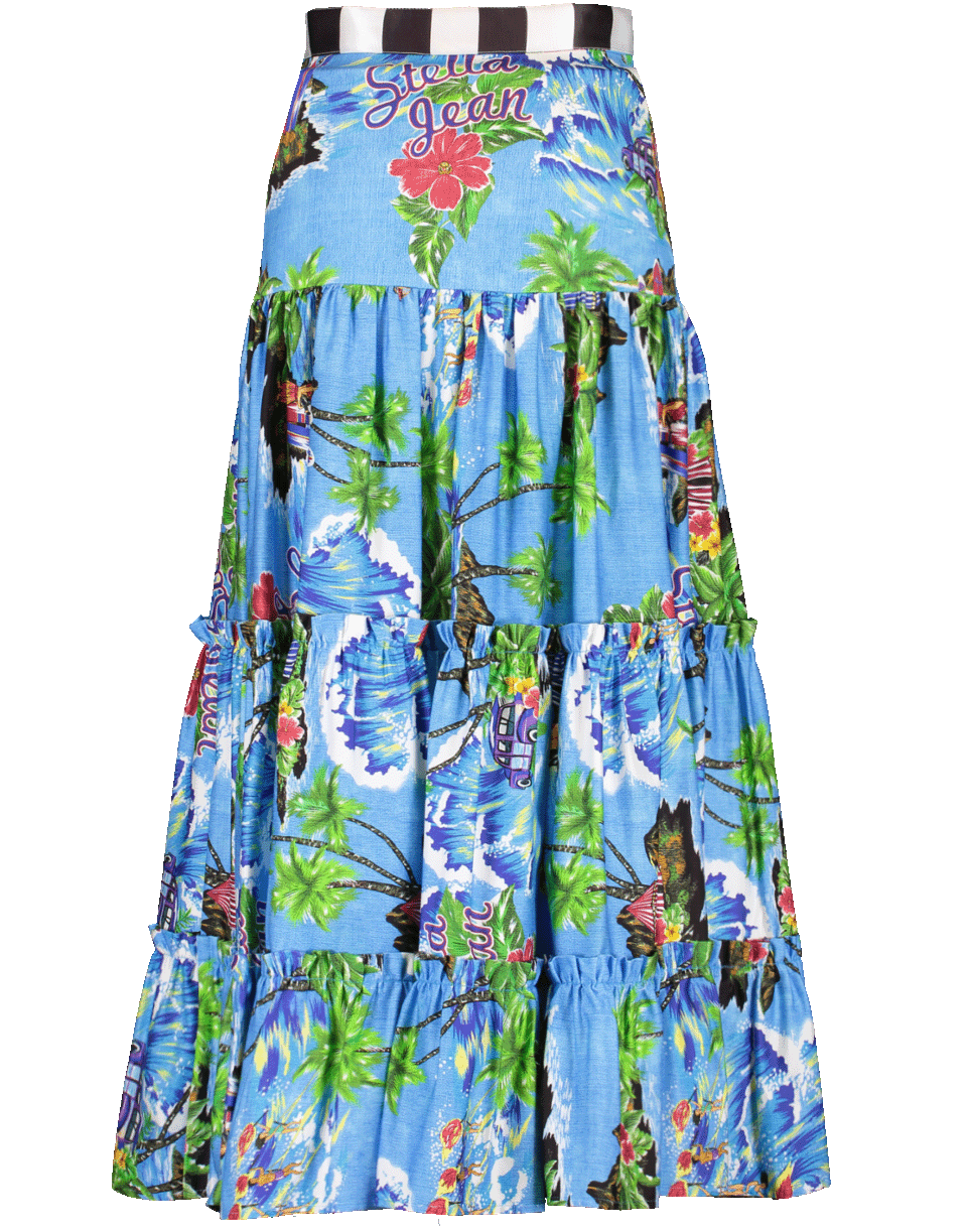 STELLA JEAN-Tropical Print Drop Waist Skirt-