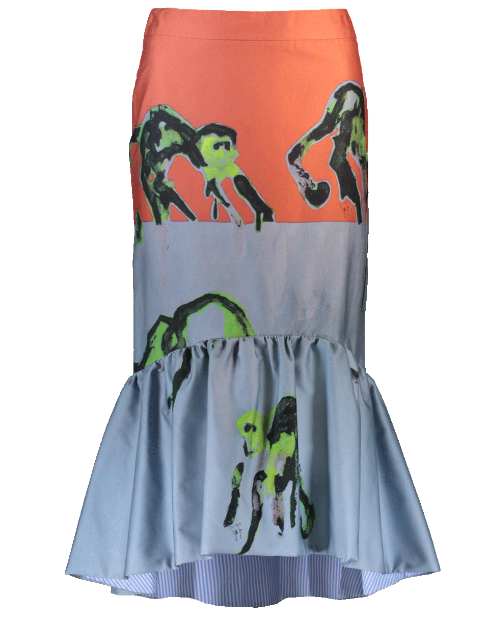 STELLA JEAN-Monkey Print Flare Skirt-