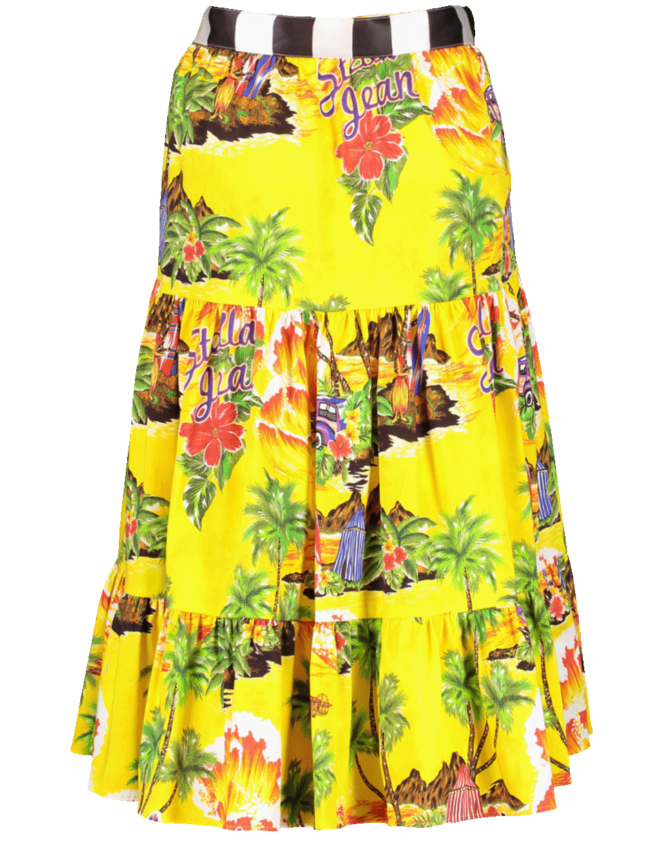 STELLA JEAN-Tropical Print Tiered Skirt-