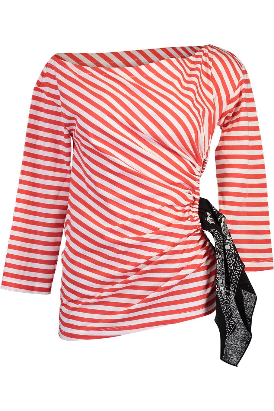 STELLA JEAN-Long Sleeve Stripe Blouse With Cutout-