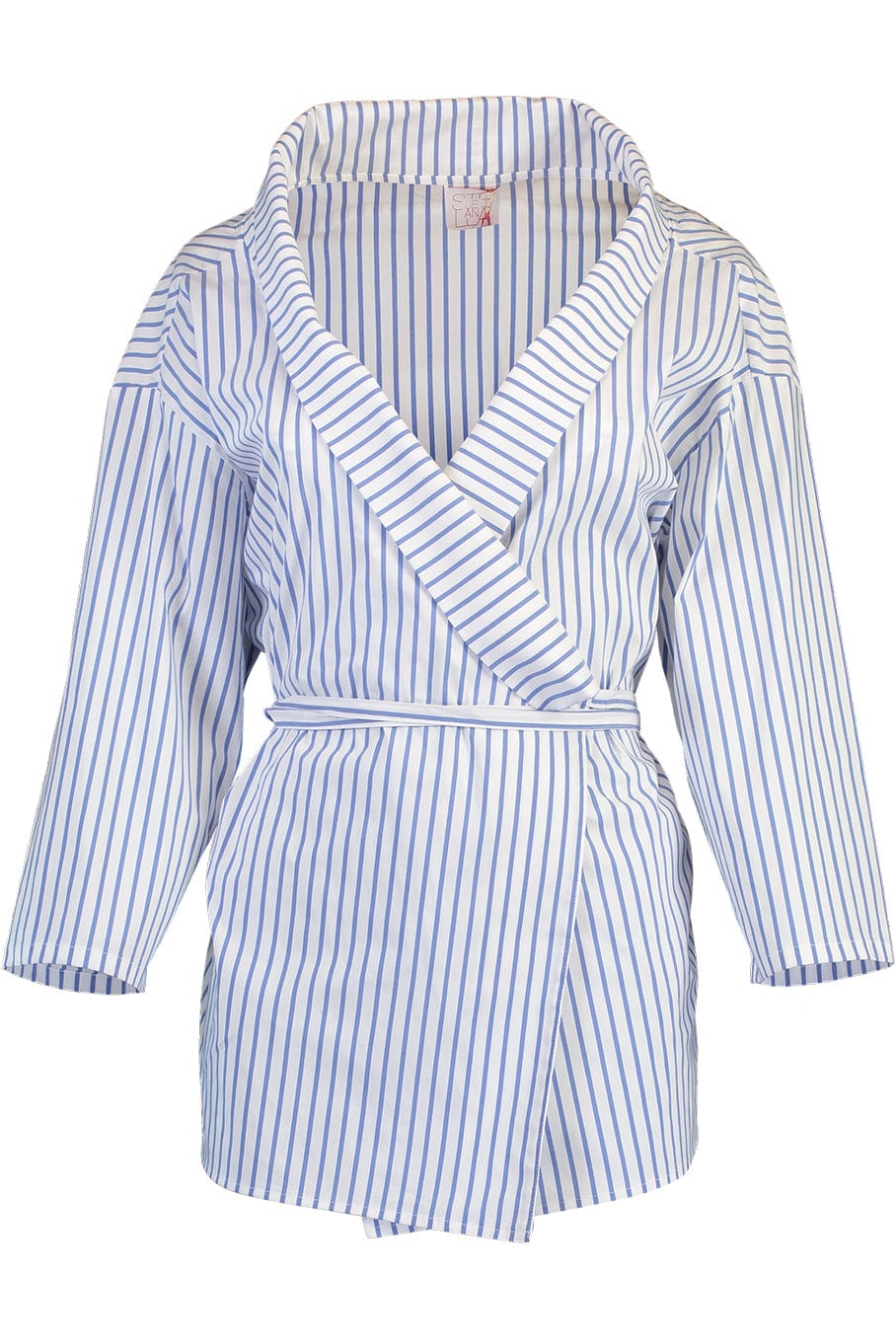STELLA JEAN-Long Sleeve Stripe Wrap Style Blouse-