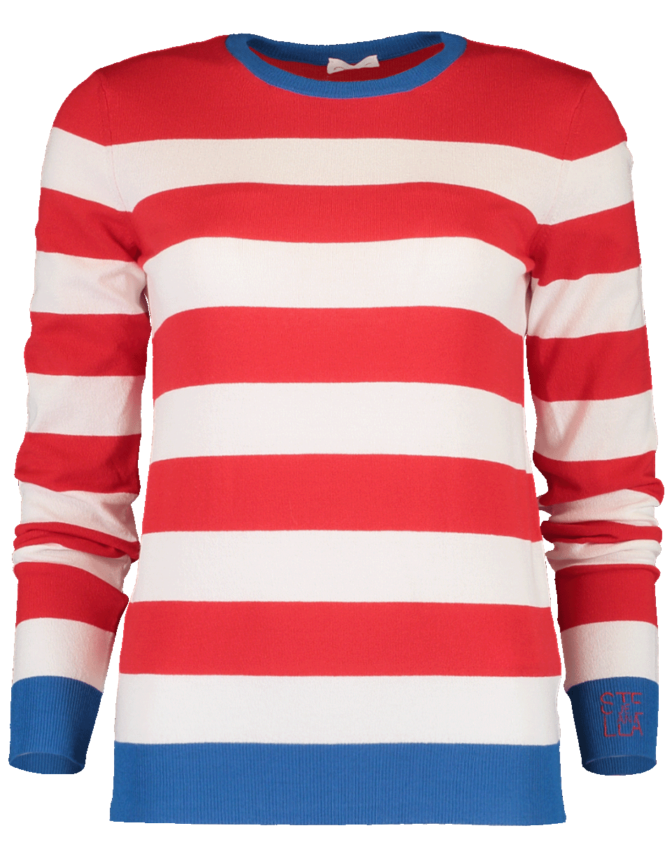 STELLA JEAN-Striped Knit Crewneck Sweater-