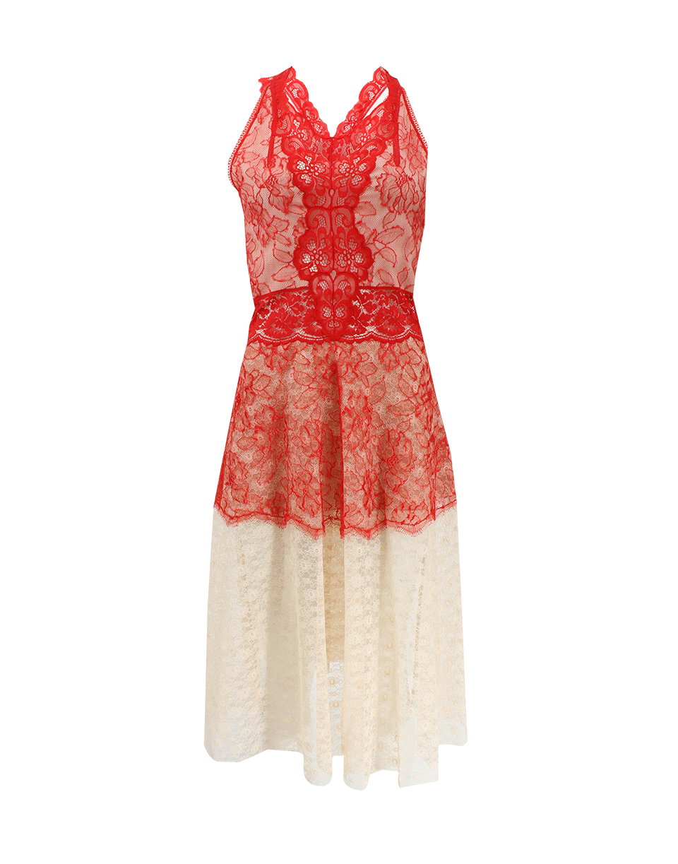 STELLA MCCARTNEY-V-Neck Lace Dress-CHILI