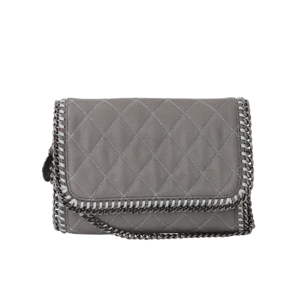 STELLA MCCARTNEY-Falabella Quilted Fold Over Clutch-GRY/SLV
