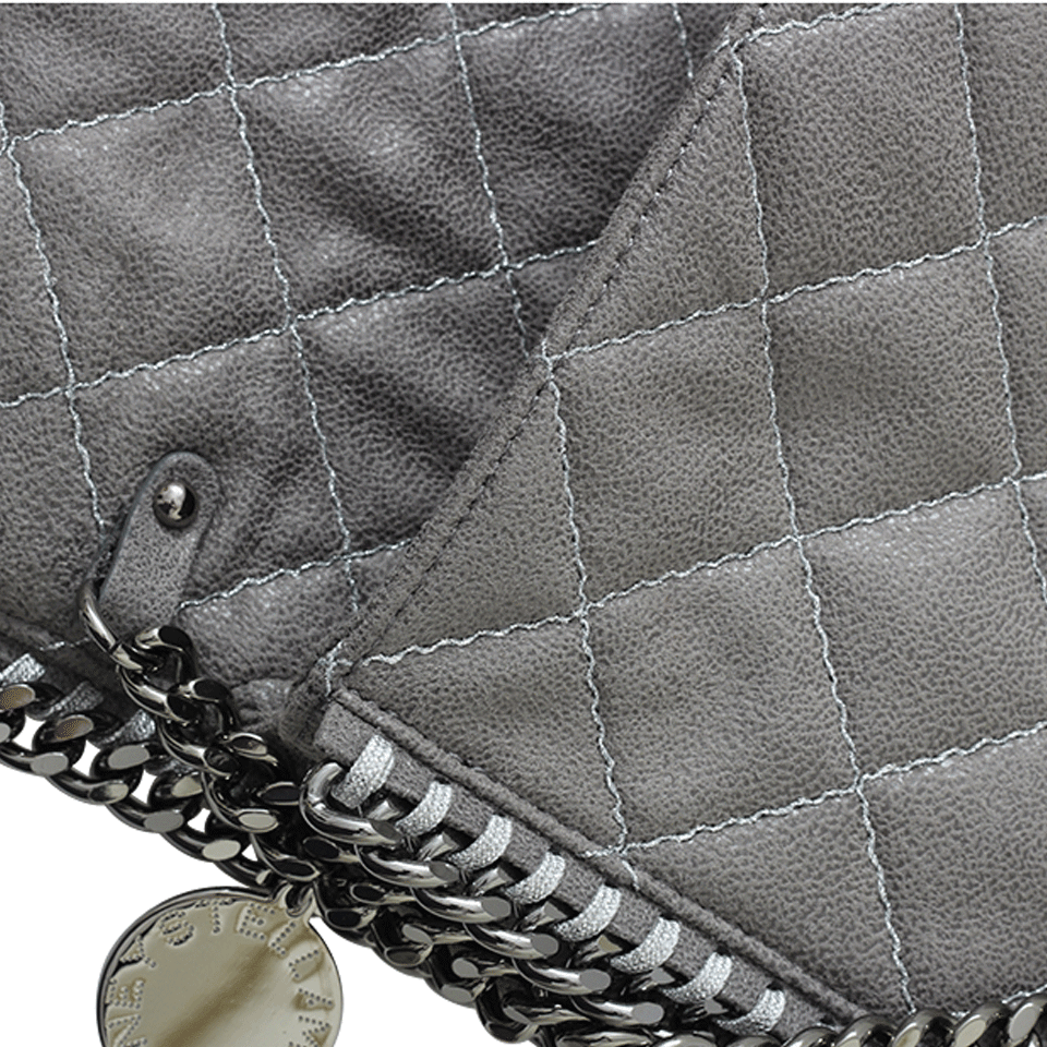 STELLA MCCARTNEY-Falabella Quilted Fold Over Clutch-GRY/SLV
