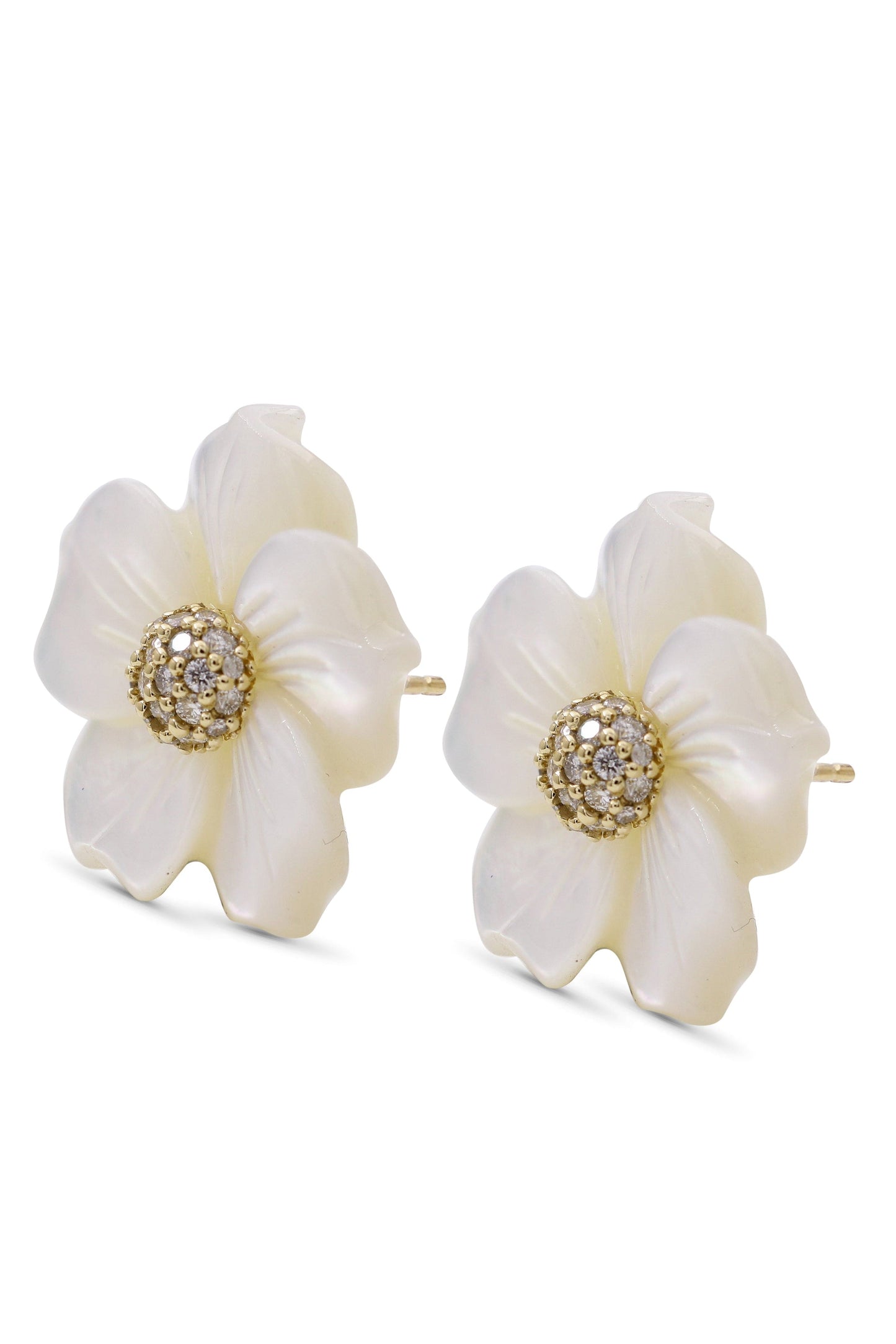 STEPHEN DWECK-Mother of Pearl Flower Earrings-YELLOW GOLD