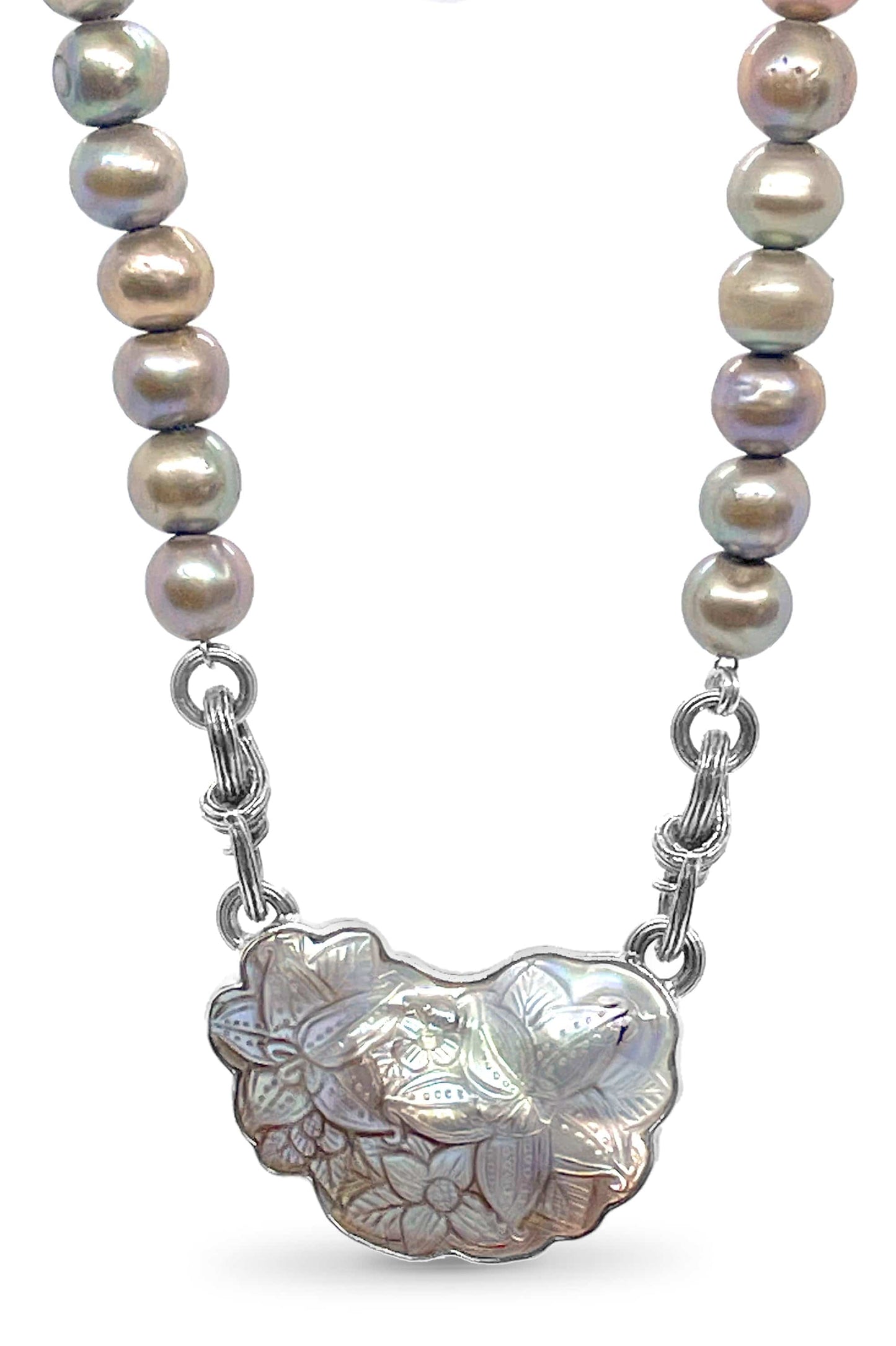 STEPHEN DWECK-Carved Pearl Necklace-SILVER