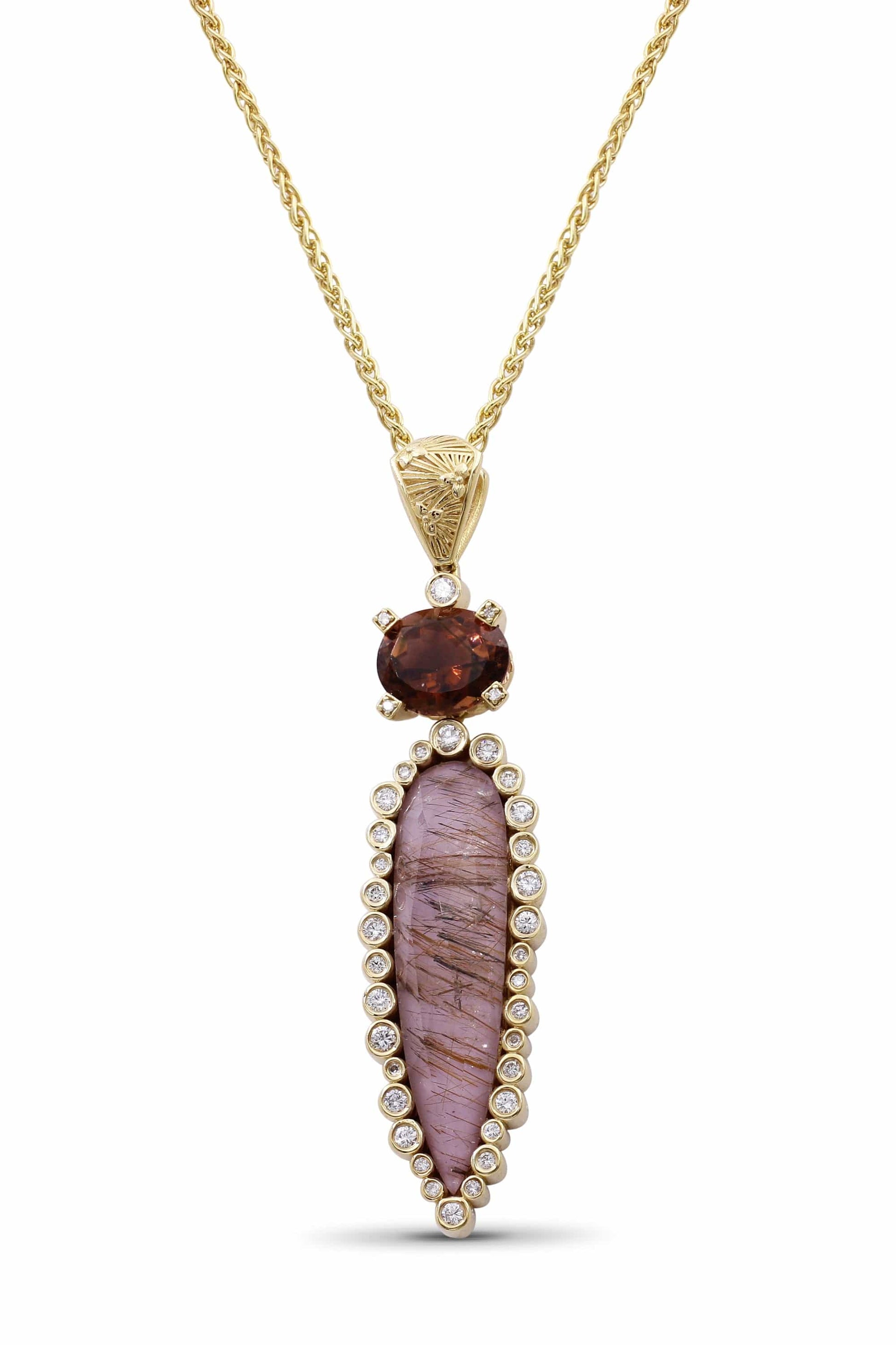 STEPHEN DWECK-Tourmaline and Rutilated Quartz Necklace-YELLOW GOLD