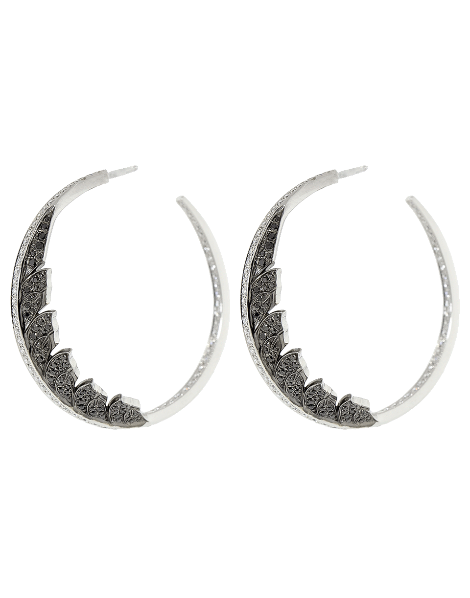 STEPHEN WEBSTER-Magnipheasant Pave Diamond Hoop Earrings-WHITE GOLD