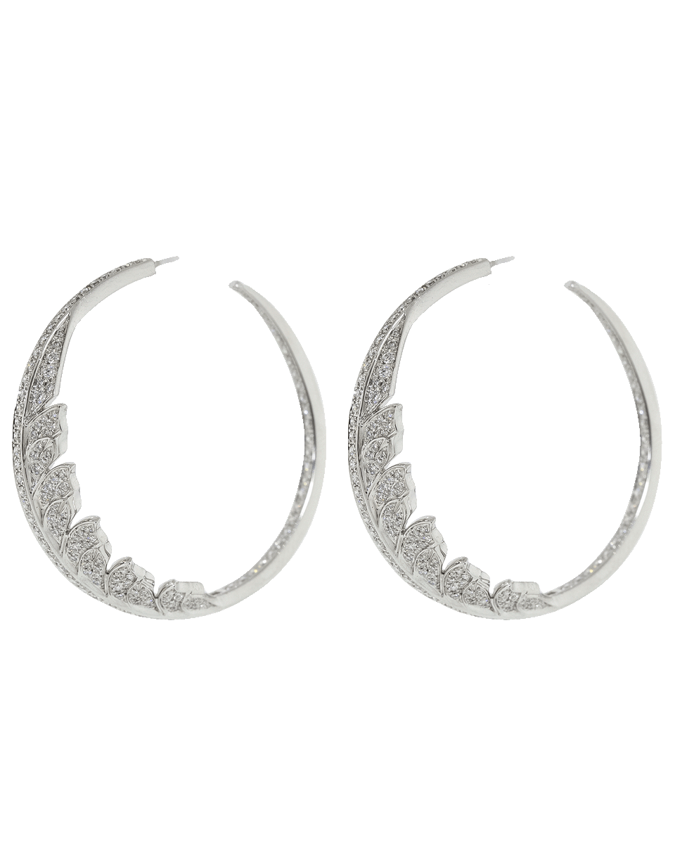 STEPHEN WEBSTER-Manipheasant White Diamond Pave Hoop Earrings-WHITE GOLD