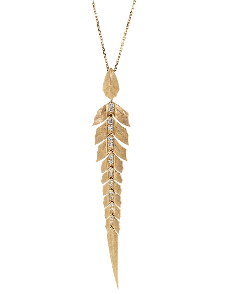 STEPHEN WEBSTER-Magnipheasant Diamond Feather Pendant Necklace-ROSE GOLD